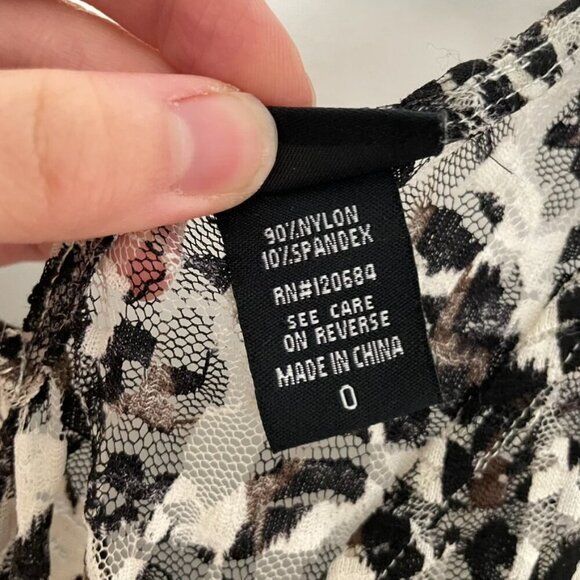 TORRID 0 Plus Size Leopard Lace Babydoll Top Cream Ivory Black Cheetah Animal L - Picture 11 of 16